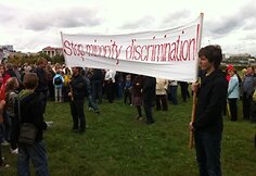 Lenkų protesto mitingas prie Lietuvos respublikos Seimo