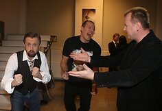 Šmaikštuoliai: Linas Adomaitis, Vilius Tarasovas ir Saulius Urbonavičius-Samas