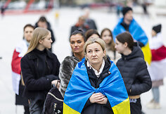 Mitingas skirtas remti Ukrainos kovą už laisvę. &Scaron;ūkis: &bdquo;Slava Ukraini! Už jūsų ir mūsų laisvę!&ldquo;