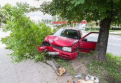 Vilniuje automobilis atsitrenkė į medį