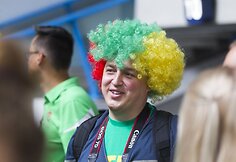Lietuvos krep&scaron;inio sirgaliai Vilniaus oro uoste.