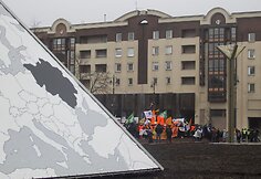 Profsąjungos mitingas prie Seimo.