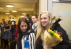 Rūtos Meilutytės sutikimas Vilniaus oro uoste.