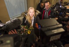 Rūtos Meilutytės sutikimas Vilniaus oro uoste.