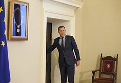 Artūras Zuokas Vilniaus rotu&scaron;ės Mero menėje.