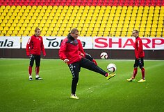 Lietuvos futbolo rinktinės treniruotė prie&scaron; varžybas su Estijos rinktine.