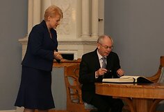 Lietuvos Respublikos Prezidentė Dalia Grybauskaitė priėmė Lietuvoje vie&scaron;intį Europos Sąjungos Prezidentą Hermaną van Rompuy.
