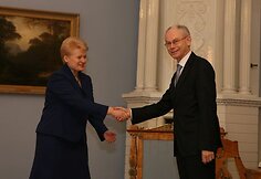 Lietuvos Respublikos Prezidentė Dalia Grybauskaitė priėmė Lietuvoje vie&scaron;intį Europos Sąjungos Prezidentą Hermaną van Rompuy.