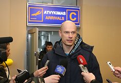 &bdquo;Uniks&ldquo; žaidėjas Saulius &Scaron;tombergas sulaukė žurnalistų dėmesio.
