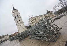 Statoma Kalėdų eglė prie katedros
