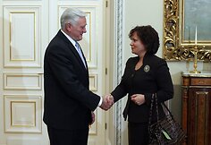 Valdas Adamkus priėmė kandidatę į krašto apsaugos ministro postą Rasą Juknevičienę