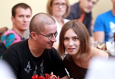 Aleksandras Pogrebnojus ir jo draugė Monika Račiūnaitė