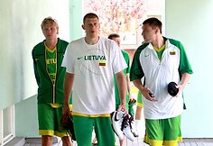 Lietuvos vyrų krepšinio rinktinės treniruotė.