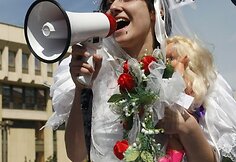 &bdquo;&Scaron;eimos koncepcijos&ldquo; prie&scaron;ininkai protestuoja prie Seimo