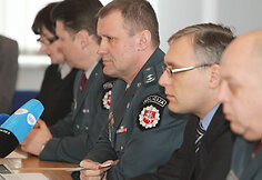 Spaudos konferencijos dalyviai