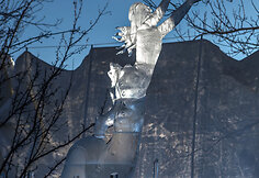Festivalio „Ice on Whyte“ dalyvių skulptūros