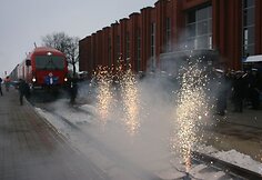 Traukinys iš Klaipėdos išlydėtas fejerverkais.