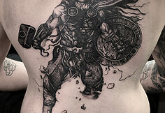 D.Djačkovas ir jo i&scaron;pie&scaron;tos tatuiruotės