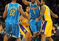 „Lakers“ ir „Hornets“ rungtynių akimirkos