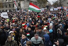 Protesto Vengrijoje akimirkos