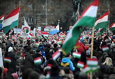 Protesto Vengrijoje akimirkos