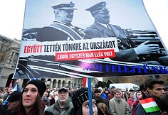 Protesto Vengrijoje akimirkos