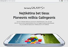 &bdquo;Samsung&ldquo; svetainėje naujasis &bdquo;Galaxy S4&ldquo; pristatomas tekstais, kuriuose apstu klaidų. 