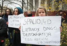 Į mitingą prie Seimo susirinkę studentai skundėsi žlugdoma demokratija