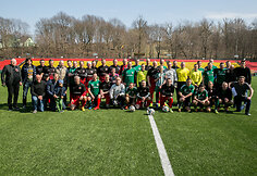 Futbolo rungtynių Vytaro Radzevičiaus 50-mečio proga akimirka