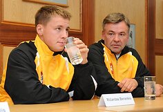 Lietuvos rinktinės lyderis R.Berankis ir treneris R.Balžekas
