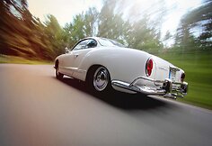 Elegantiškas „Volkswagen Karmann Ghia“ startuos klasikinių automobilių ralyje