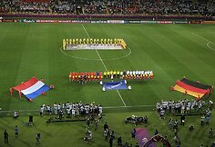 Olandijos ir Vokietijos futbolo rinktinės prie&scaron; rungtynes