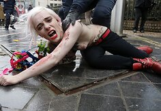 &bdquo;Femen&ldquo; aktyvisčių protestas Briuselyje