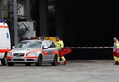 Policija prie medienos fabriko Šveicarijoje