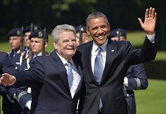 Vokietijos prezidentas Joachimas Gauckas ir JAV prezidentas Barackas Obama