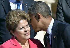 Brazilijos prezidentė Dilma Rousseff ir JAV prezidentas Barackas Obama
