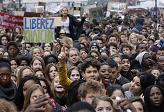 Moksleivių protestas Paryžiuje