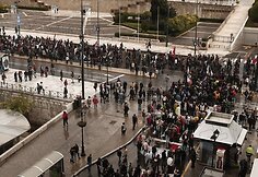 Streikuojančių darbuotojų protestas Graikijoje