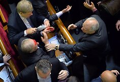 Deputatų mu&scaron;tynės Ukrainos parlamente 