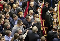 Deputatų mu&scaron;tynės Ukrainos parlamente 