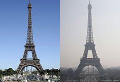 Paryžius 2012 m. rugpjūčio 17 d. (kairėje) ir 2014 m. kovo 14 d. (dešinėje)