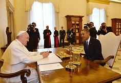 Popiežius Pranci&scaron;kus ir JAV prezidentas Barackas Obama