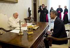 Popiežius Pranci&scaron;kus ir JAV prezidentas Barackas Obama