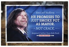 Toronto merą Robą Fordą pa&scaron;iepiantys plakatai