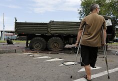 Donecke su&scaron;audytas prorusi&scaron;kų teroristų sunkvežimis
