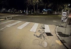 Įvykio vieta, kurioje automobiliu buvo nutrenkti žmonės.