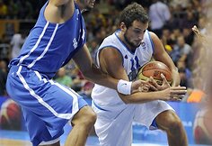 Joakimas Noahas (kairėje) ir Marco Belinelli
