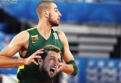 Fotomontažas su Lietuvos krep&scaron;inio rinktine