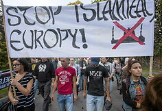Protesto Varšuvoje akimirka