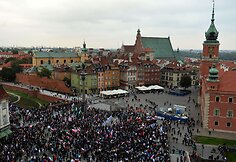 Protesto Varšuvoje akimirka